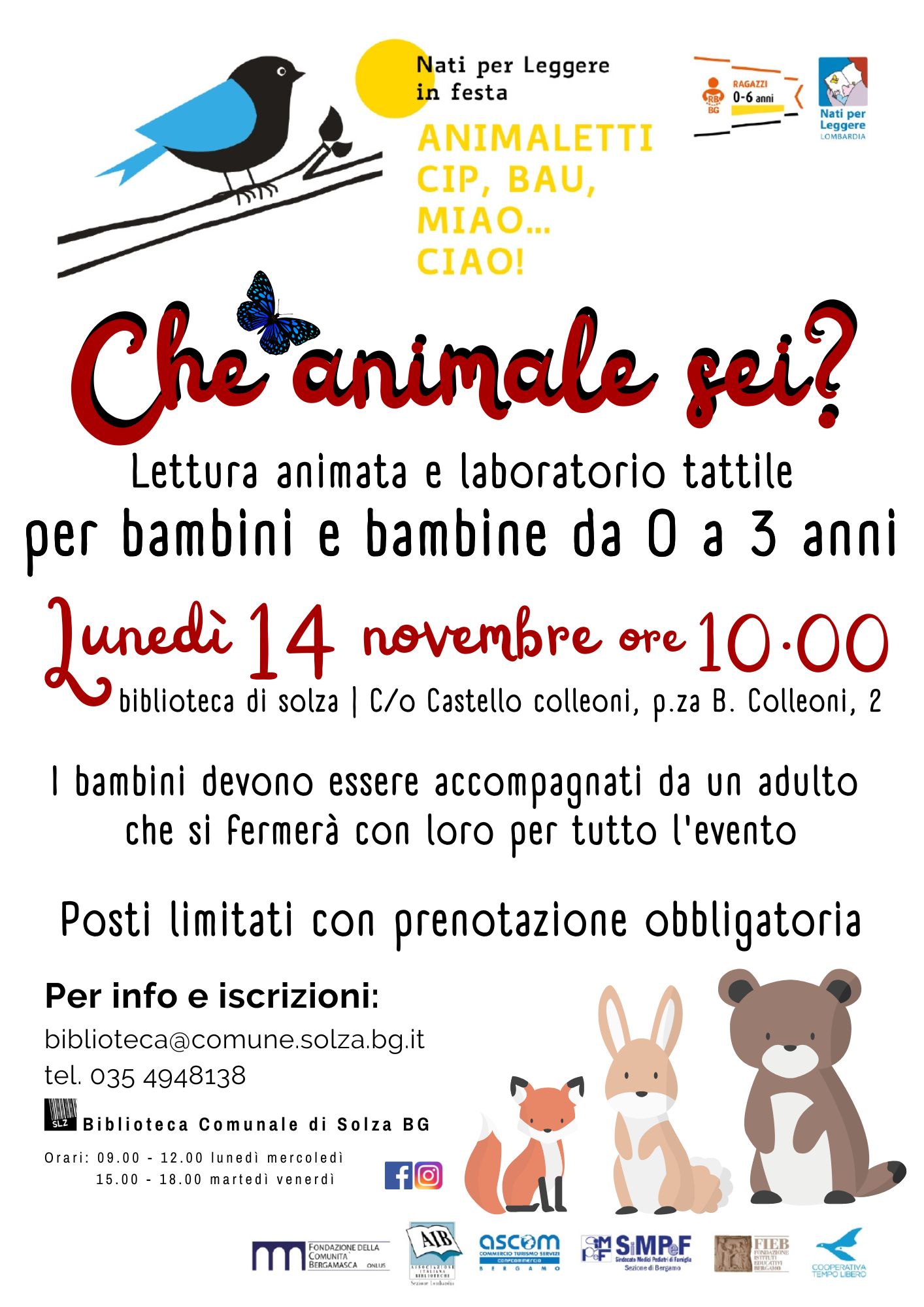 Che animale sei? - Lunedì 14 novembre ore 10.00 - Castello Colleoni Solza