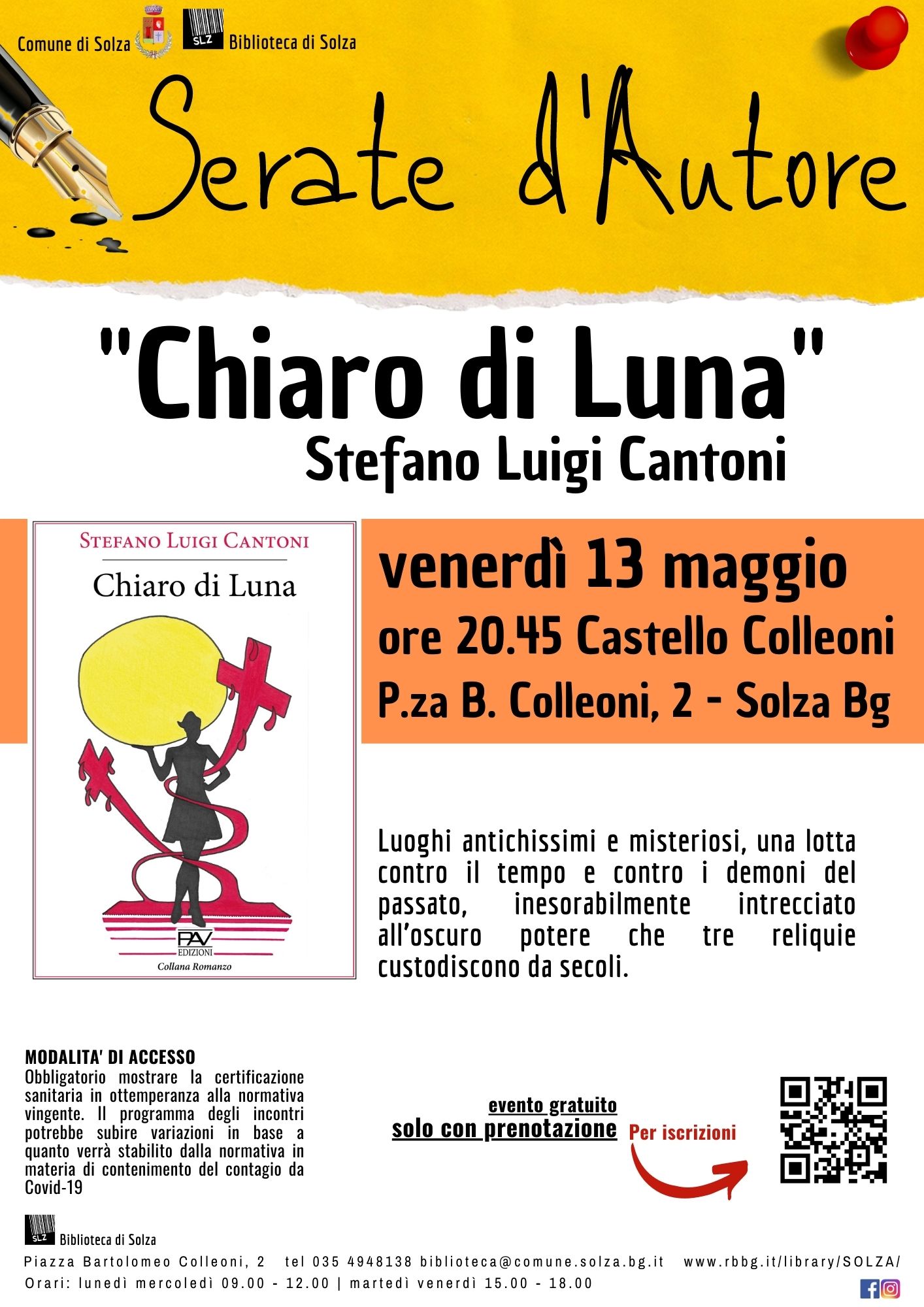 Serate d’Autore: Stefano Cantoni Ven 13/05 ore 20.45 Castello Colleoni