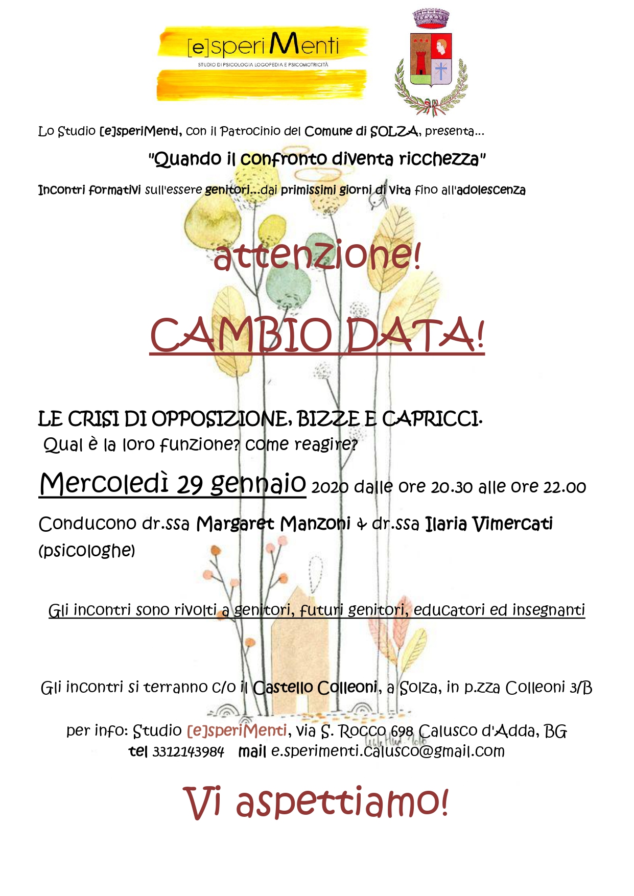 Mercoledì 29 - incontro per genitori al Castello