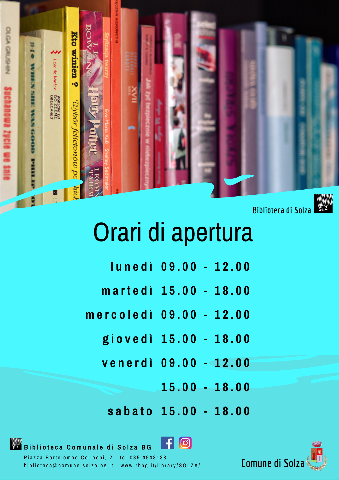 Nuovi orari di apertura della biblioteca