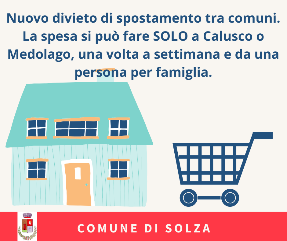 Coronavirus: divieto di spostamento fuori dal comune. Indicazioni per la spesa