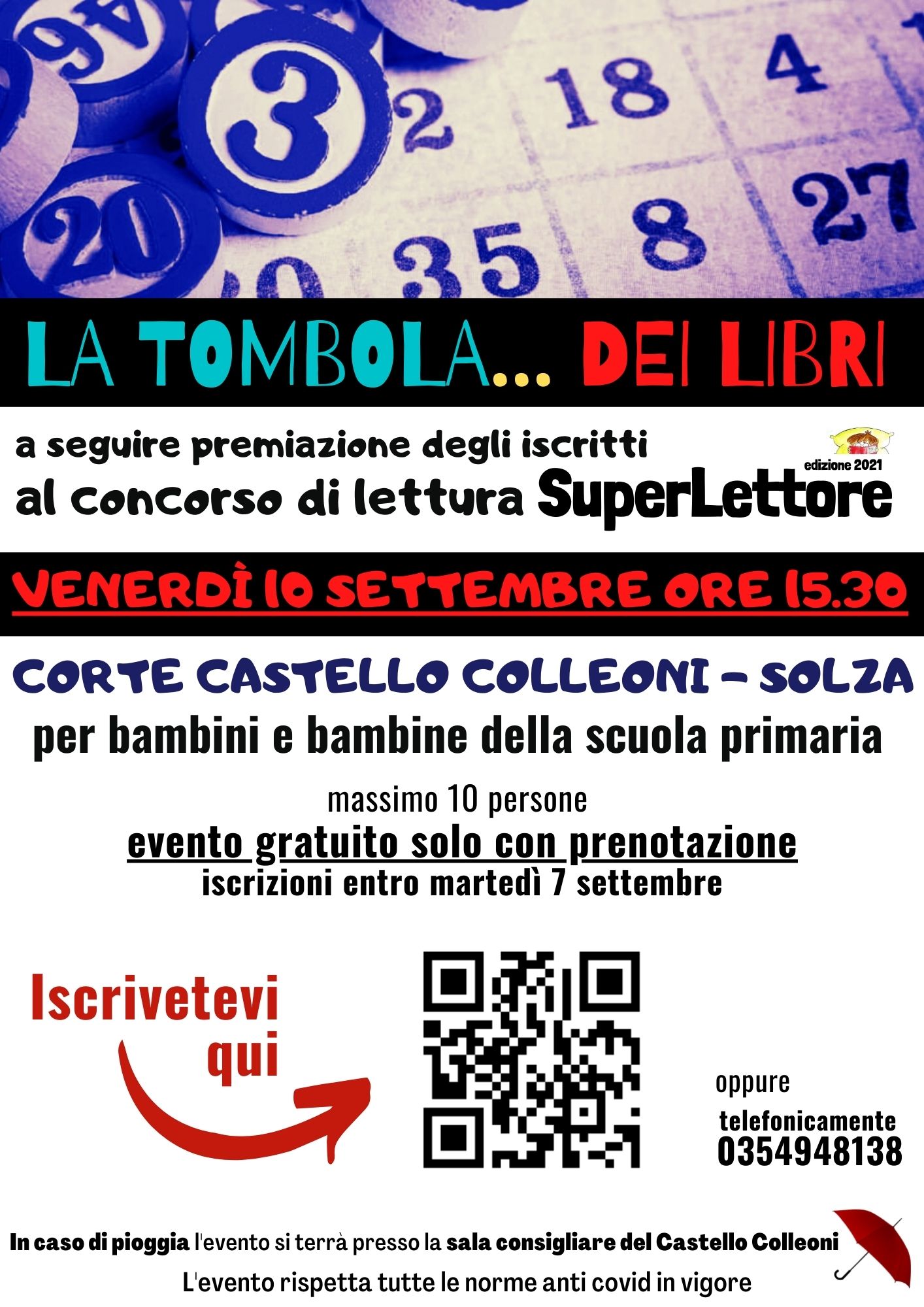 TOMBOLA DEI LIBRI - per bambin* della scuola primaria - VENERDI' 10 SETTEMBRE ORE 15.30 Castello Colleoni