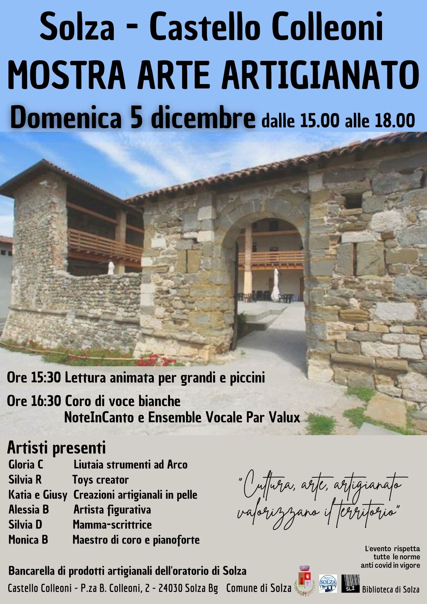 Mostra Arte  Artigianato  - DOM 5 DIC dalle ore 15.00 - Castello Colleoni di Solza