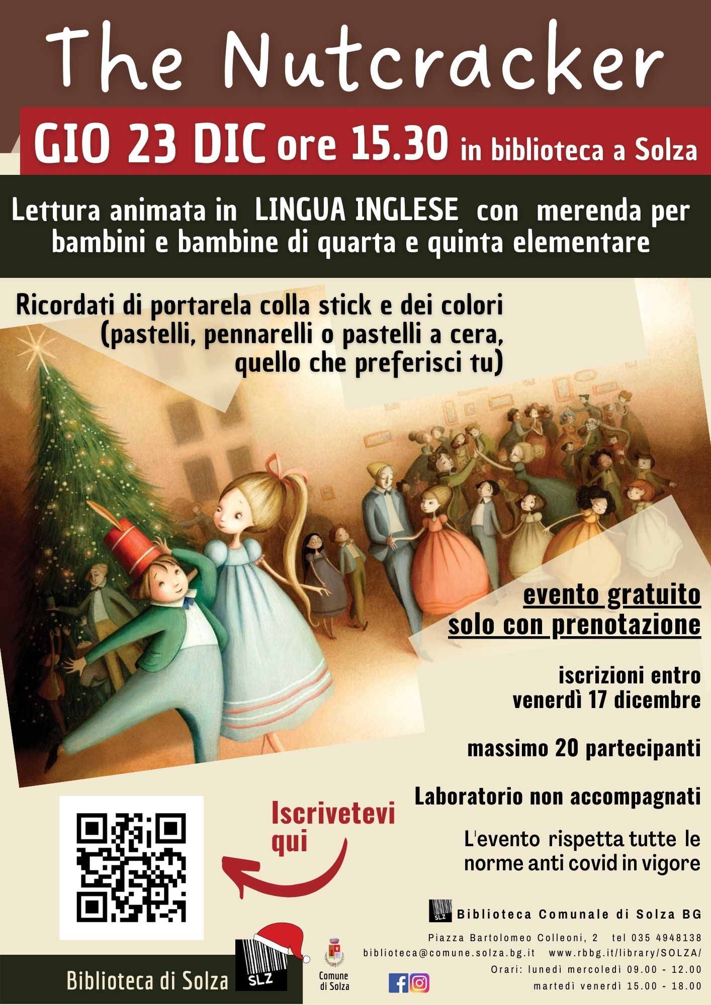 THE NUTCRACKER - Lettura animata in lingua inglese per bambini e bambine di quarta e quinta elementare Giovedì 23 dicembre ore 15.30 in biblioteca a Solza - prenotazione obbligatoria