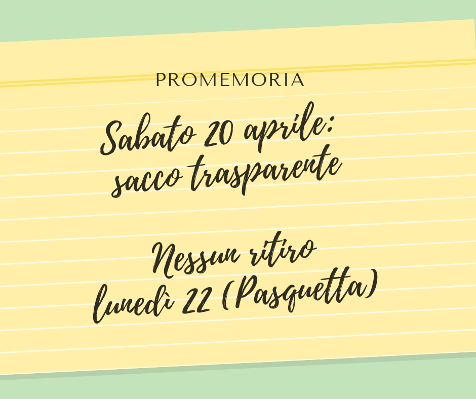 Raccolta rifiuti durante le festività pasquali